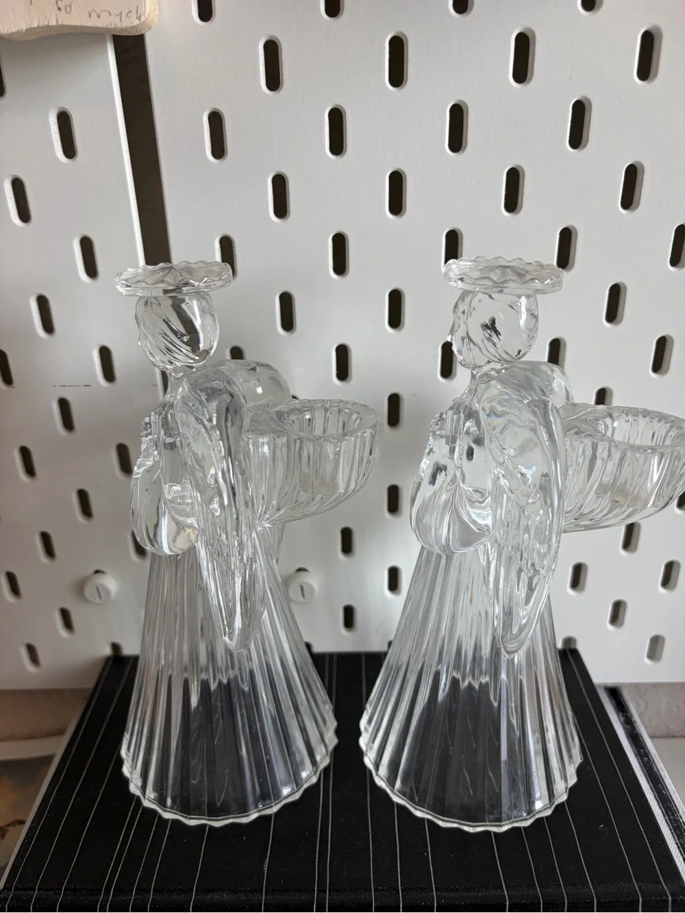 Lead Crystal Clear Angel Candle Holders - Pair